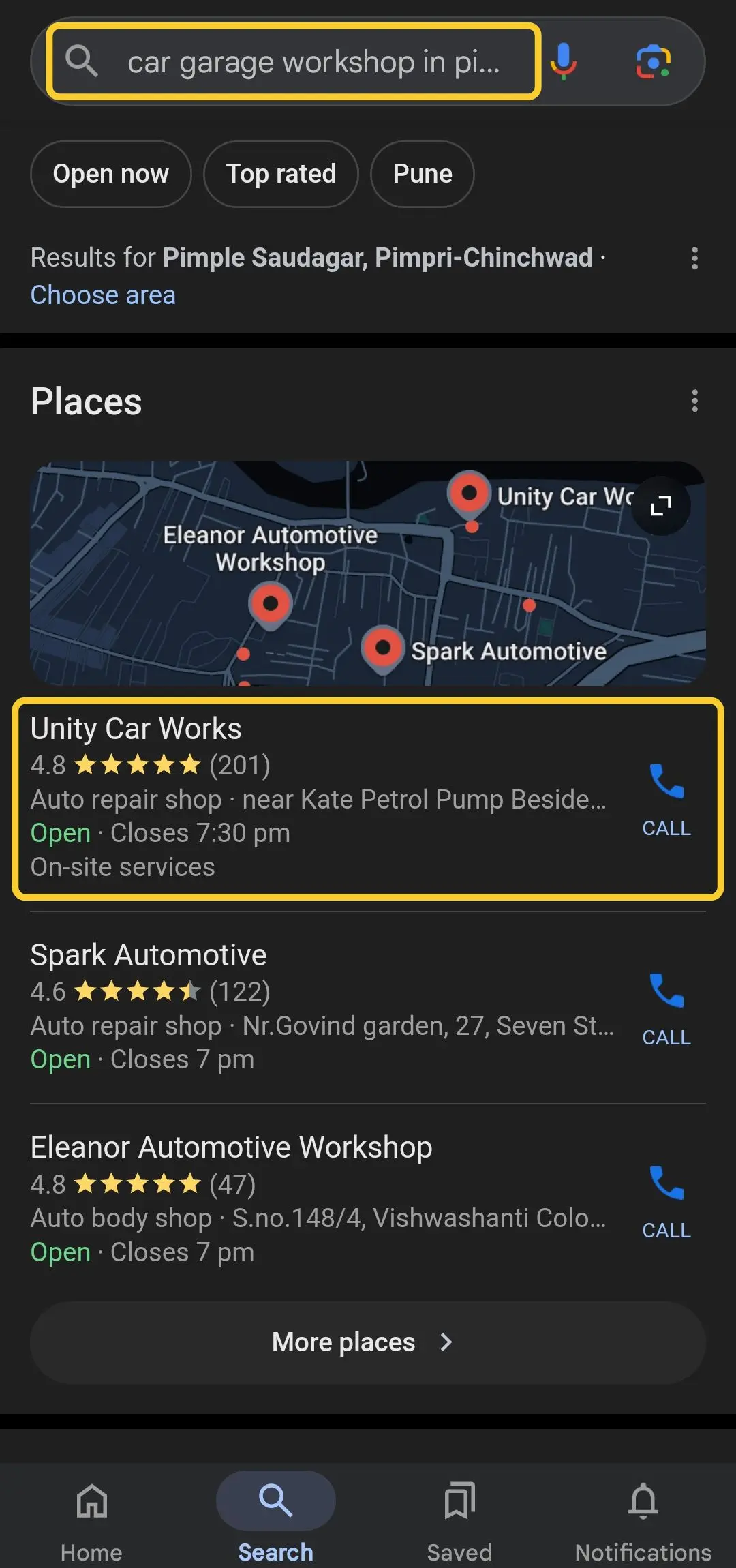 Car garage workshop in pimple saudagar