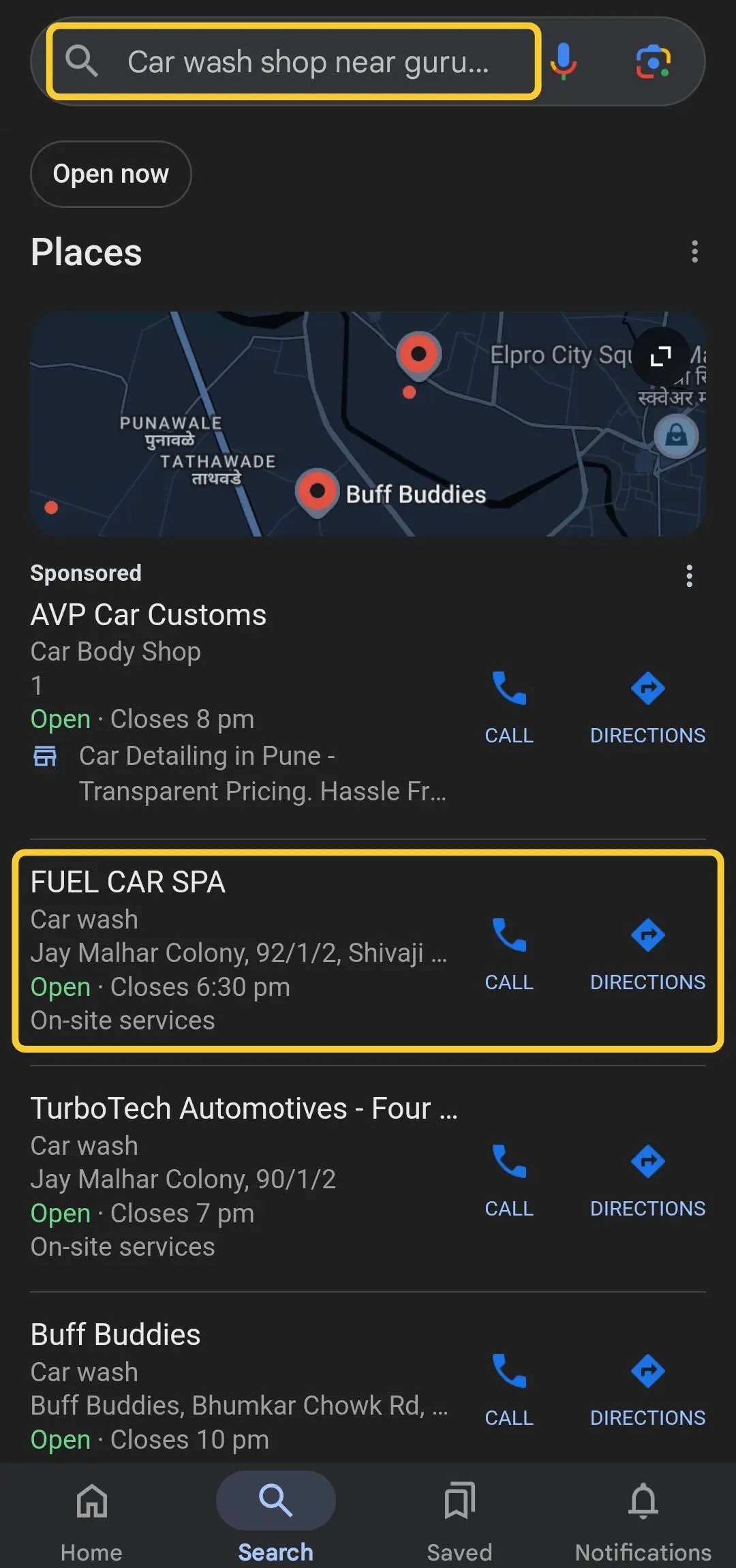 Car wash shop in guru dutta