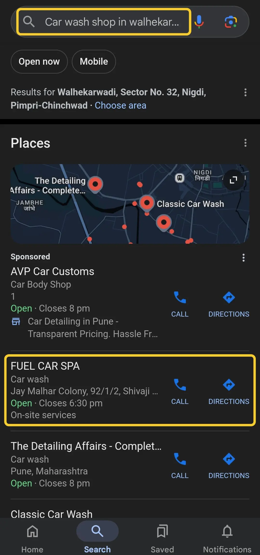 Car wash shop in walhekarwadi